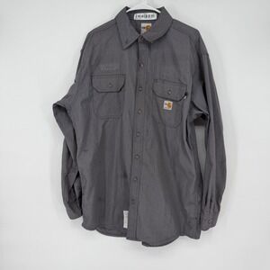 Carhartt FR Flame Resistant Work Shirt Mens Large Gray Button Down Style 392-31